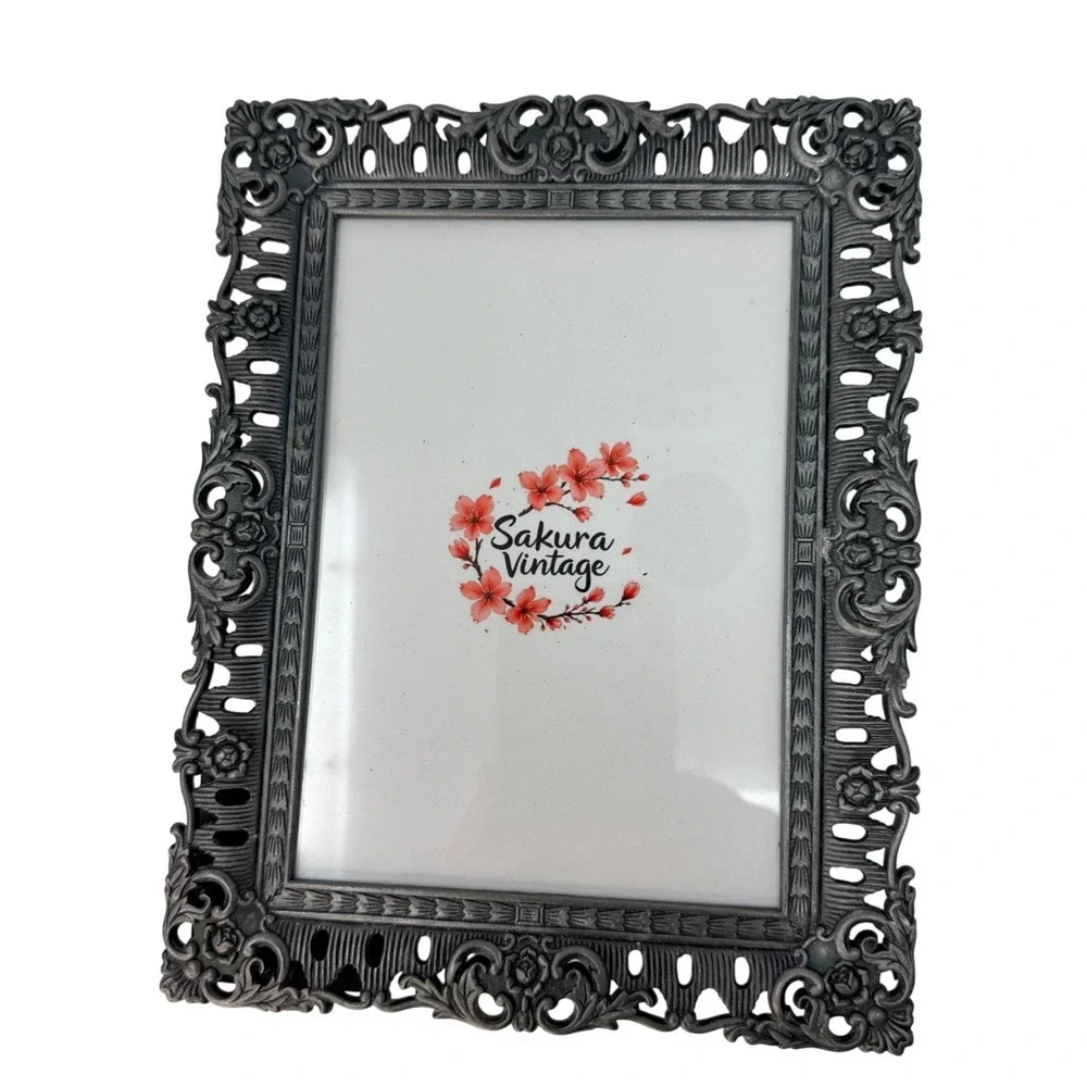 Set of 4‎ Vintage Pewter Photo Frames Ornate Floral Gallery Wall Collection